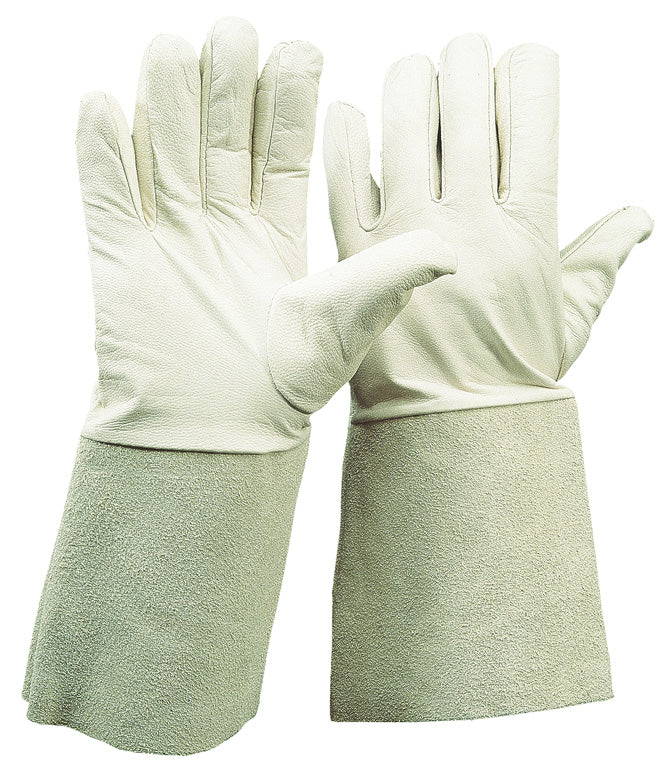 Schaf-Nappalederhandschuh mit Rindspaltleder-Stulpe - Workschutz.de