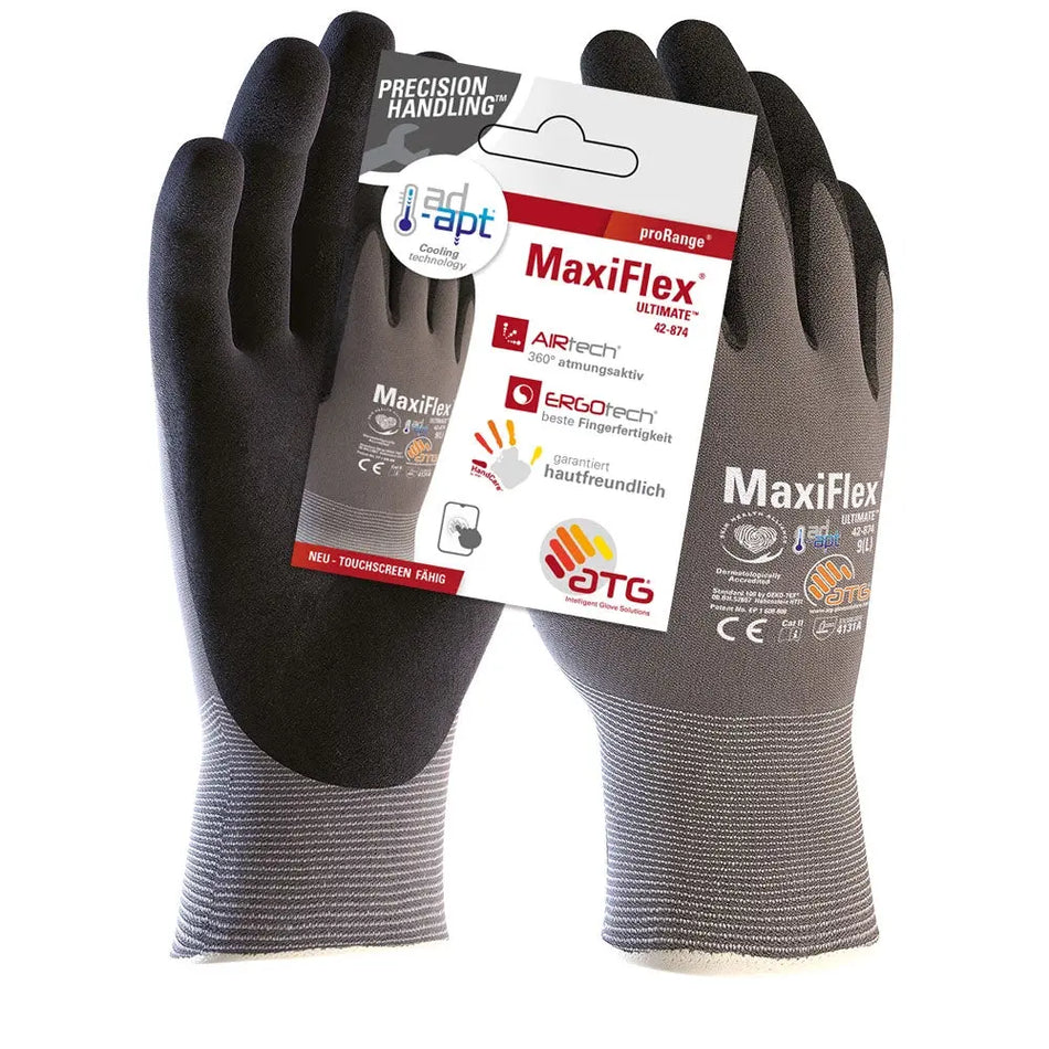 MaxiFlex® Ultimate™ AD-APT® Nylon-Strickhandschuhe (42-874 HCT), SB-Verpackung ATG®