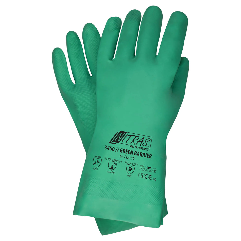 NITRAS GREEN BARRIER, Chemikalienschutzhandschuhe, grün, EN 388, EN ISO 374 NITRAS