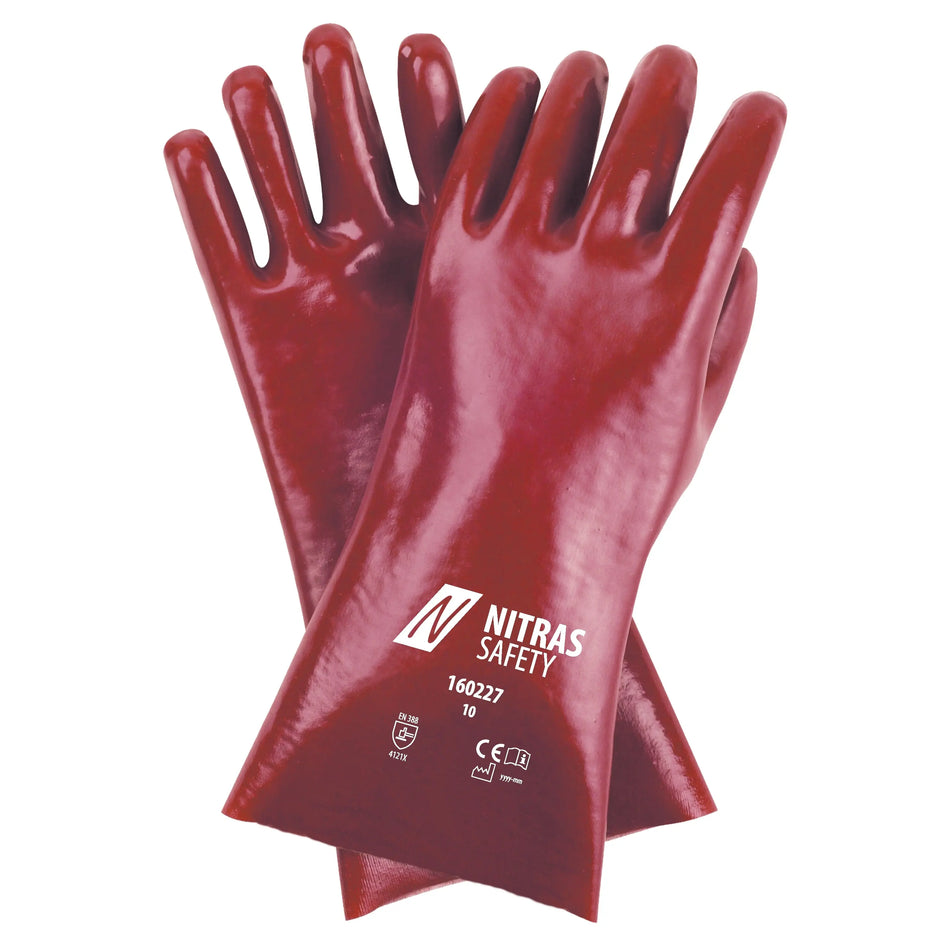 NITRAS PVC-Handschuhe, naturfarben / rot, EN 388 NITRAS
