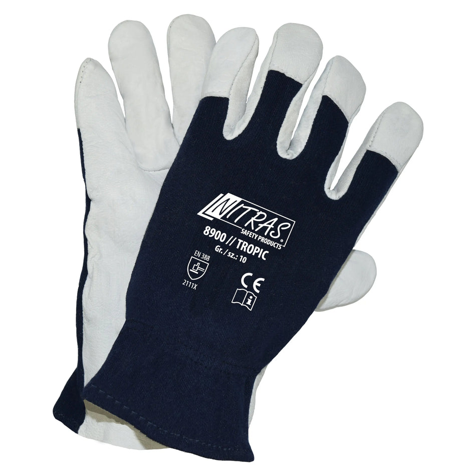NITRAS TROPIC, Mechanikerhandschuhe, grau / dunkelblau, EN 388 NITRAS