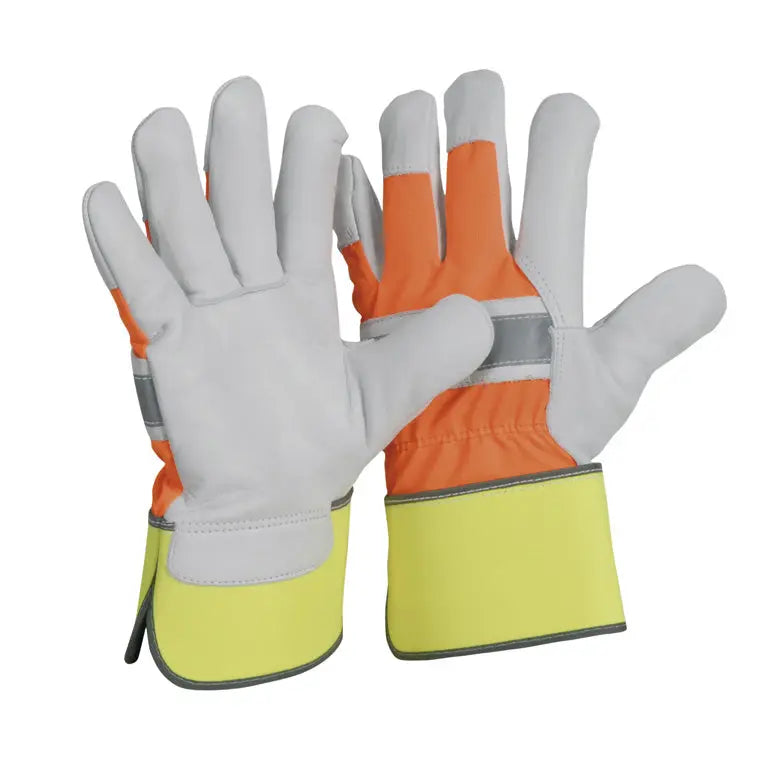 Rindnarbenlederhandschuh | HiVi | Neonhandrücken Leipold Arbeitsschutz