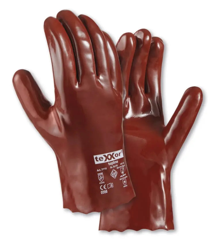 teXXor® topline Chemikalienschutz-Handschuhe PVC ROTBRAUN teXXor®