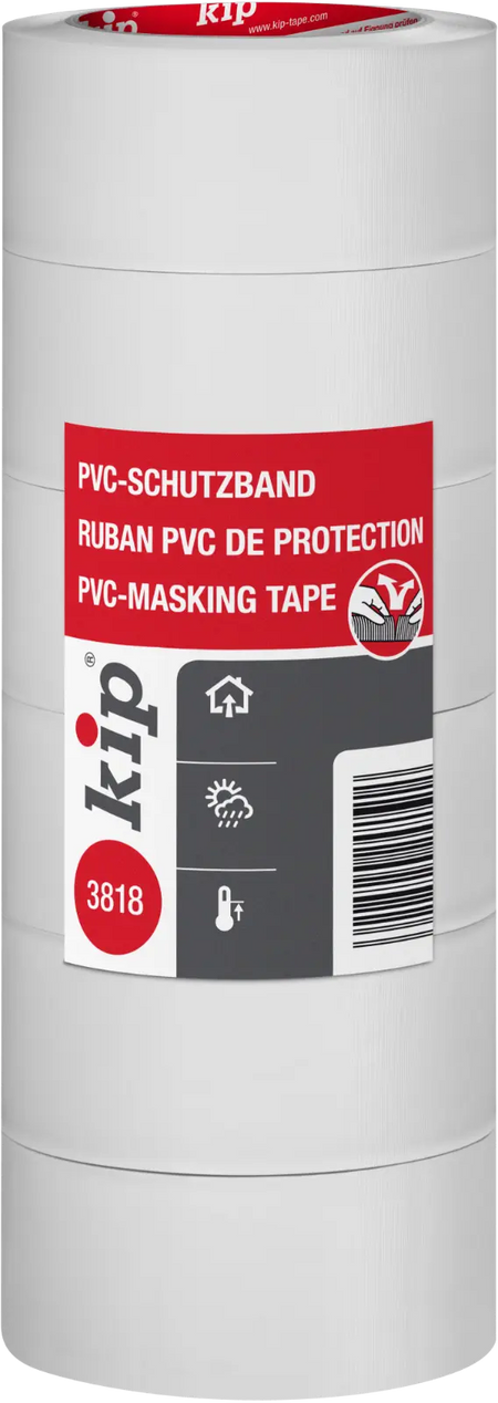 36 Rollen Kip PVC Schutzband Masking Tape Klebeband Quergerillt Malerband Kreppband 3818 weiß 50 mm x 33 m - Workschutz.de