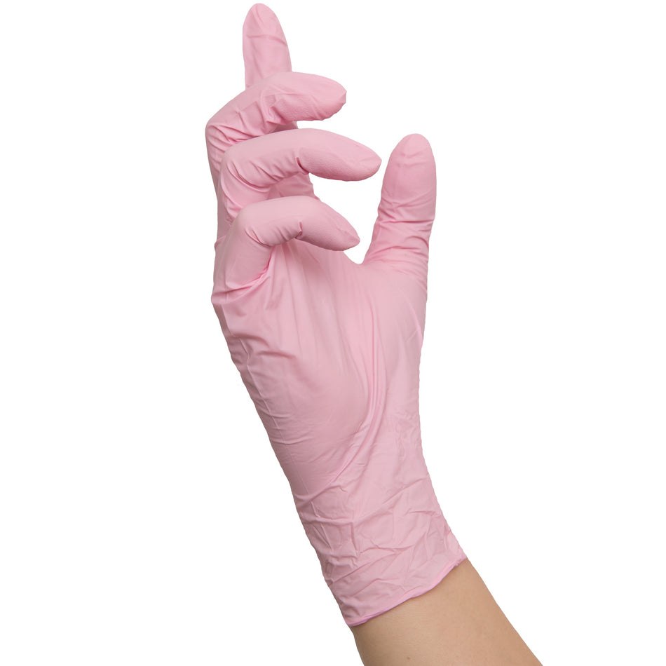 NITRAS PINK WAVE, Einmalhandschuhe aus Nitril, rosa, EN 455, EN ISO 21420, EN ISO 374, EN 421, Box à 100 Stück 
