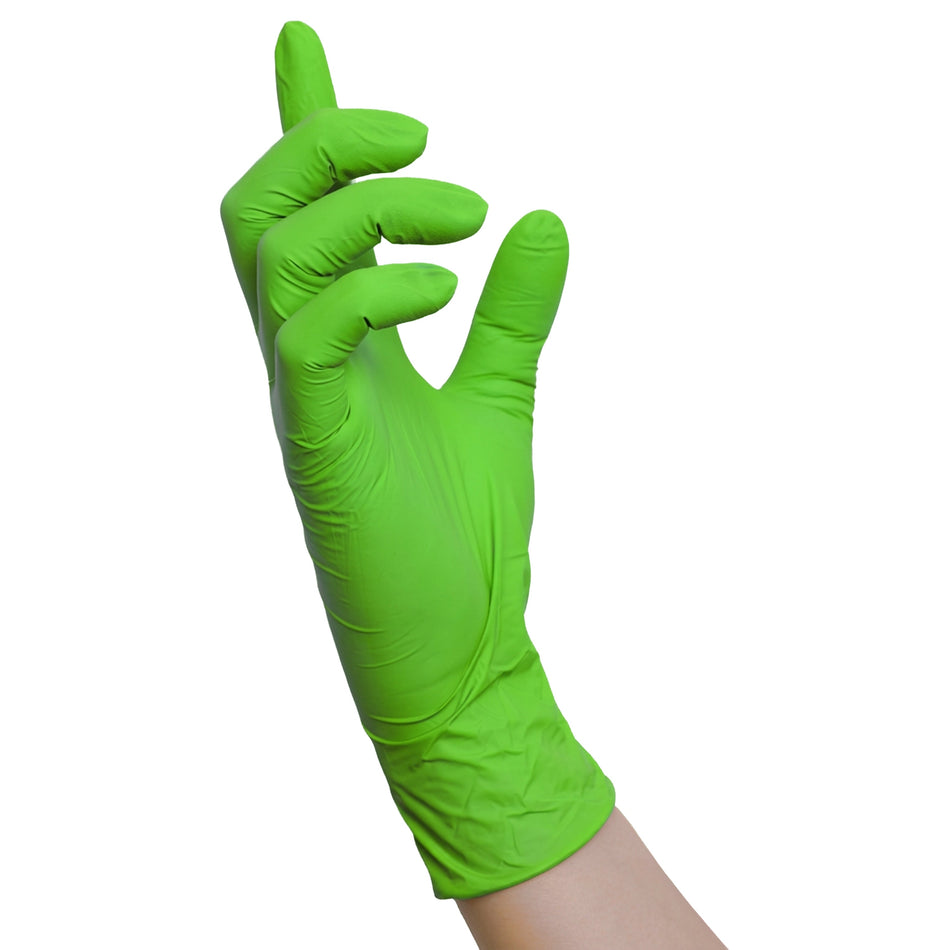 NITRAS GREEN WAVE, Nitril-Einmalhandschuhe, grün, EN 455, EN ISO 21420, EN ISO 374, EN 421, Box à 100 Stück 
