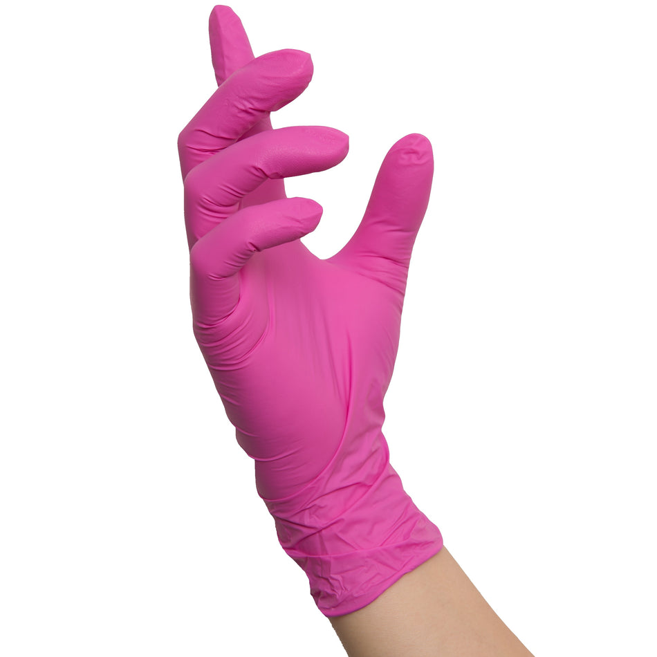 NITRAS CANDY WAVE, Nitril-Einmalhandschuhe, pink, EN 455, EN ISO 21420, EN ISO 374, EN 421, Box à 100 Stück 