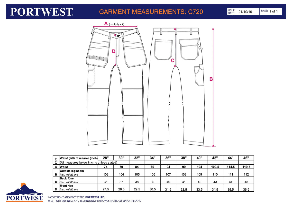 Arbeitshose Handwerkerhose mit Holstertaschen C720 Workschutz.de