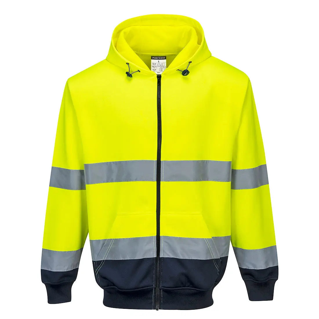 Warnschutz Kontrast Kapuzen- Sweatjacke B317 Workschutz.de