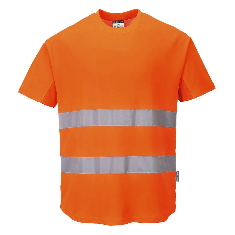 Warnschutz Cotton Comfort T-Shirt mit MeshAir Einsatz kurzarm  C394 Workschutz.de