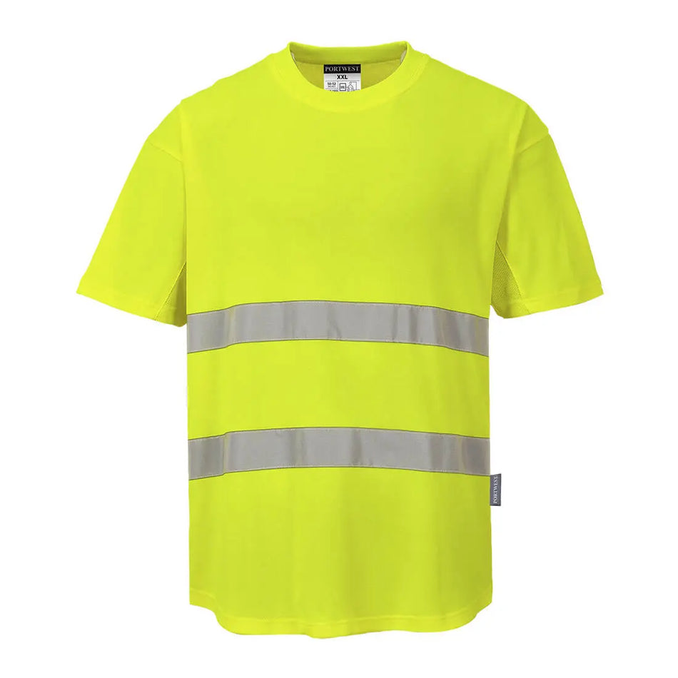 Warnschutz Cotton Comfort T-Shirt mit MeshAir Einsatz kurzarm  C394 Workschutz.de