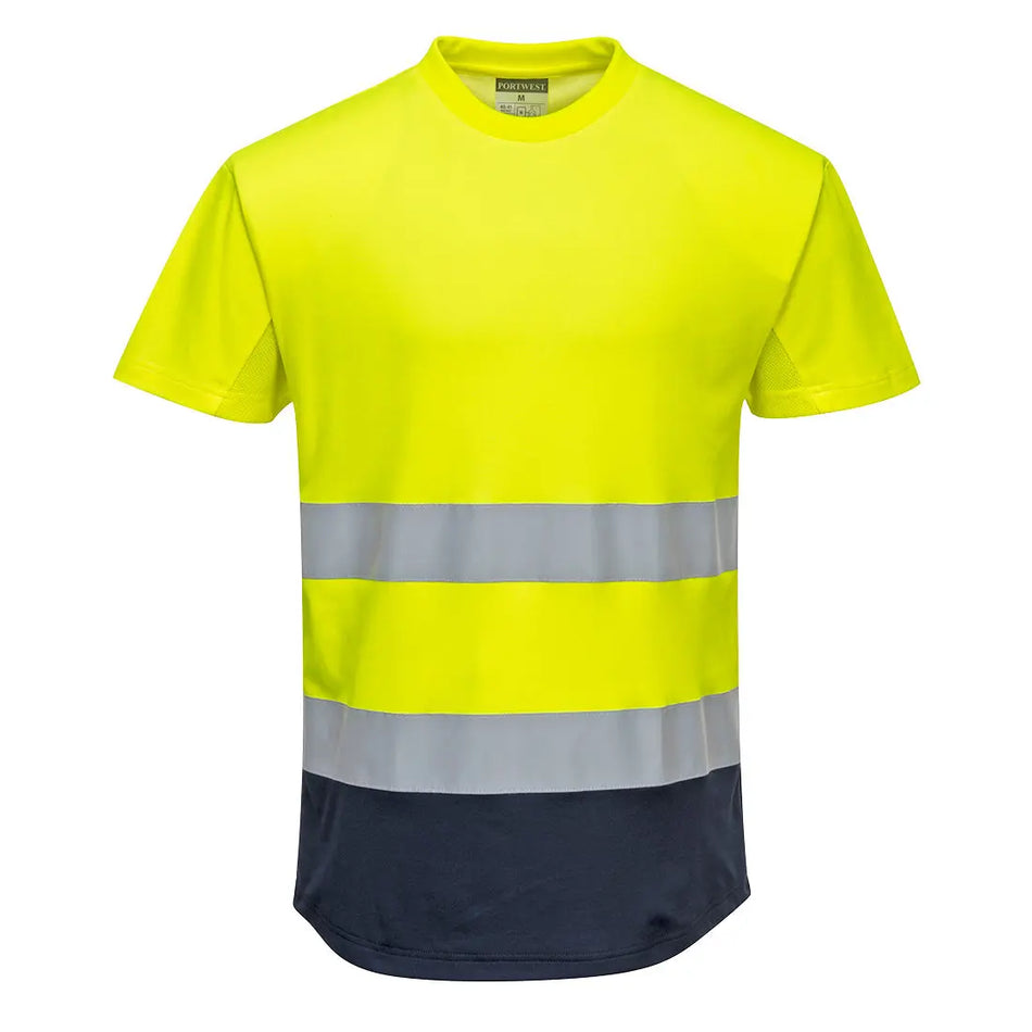 Warnschutz Kontrast T-Shirt mit  Mesheinsatz kurzarm  C395 Workschutz.de