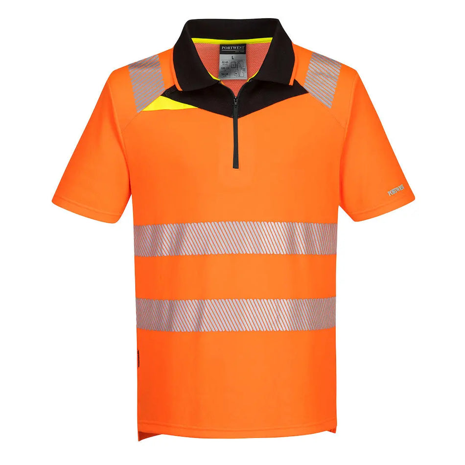 DX4 Warnschutz Polo Shirt mit Reißverschluss kurzarm DX412 Workschutz.de