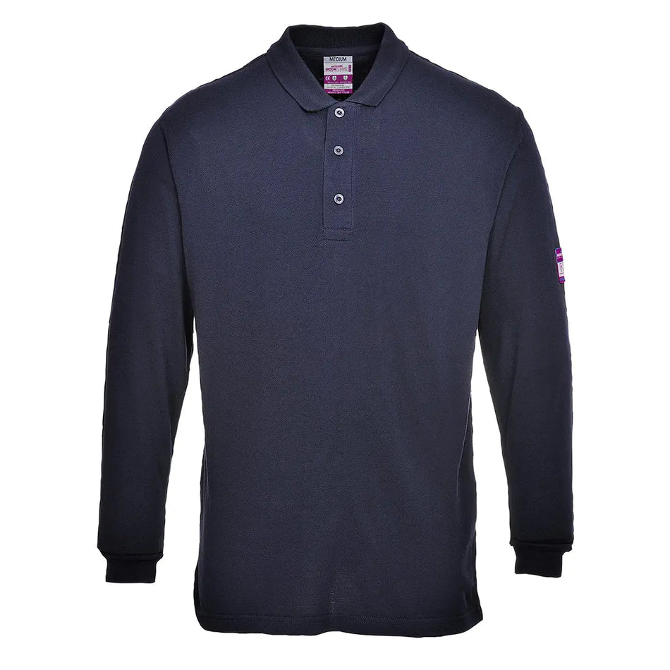 Flammhemmendes, antistatisches Langarm Poloshirt FR10 Workschutz.de
