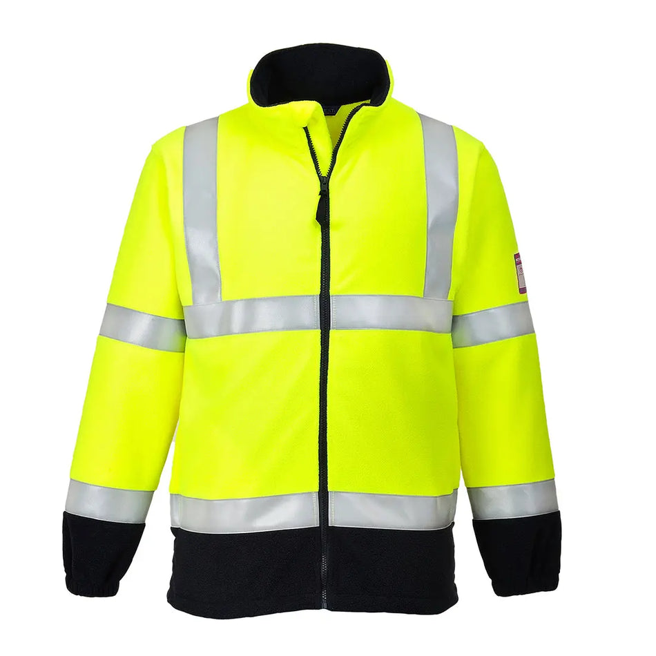 Flammhemmende, antistatische Warnschutz-Fleecejacke FR31 Workschutz.de