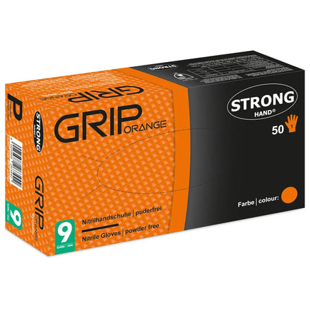 Grip Orange Nitril Einweghandschuhe Puderfrei STRONGHAND Workschutz.de