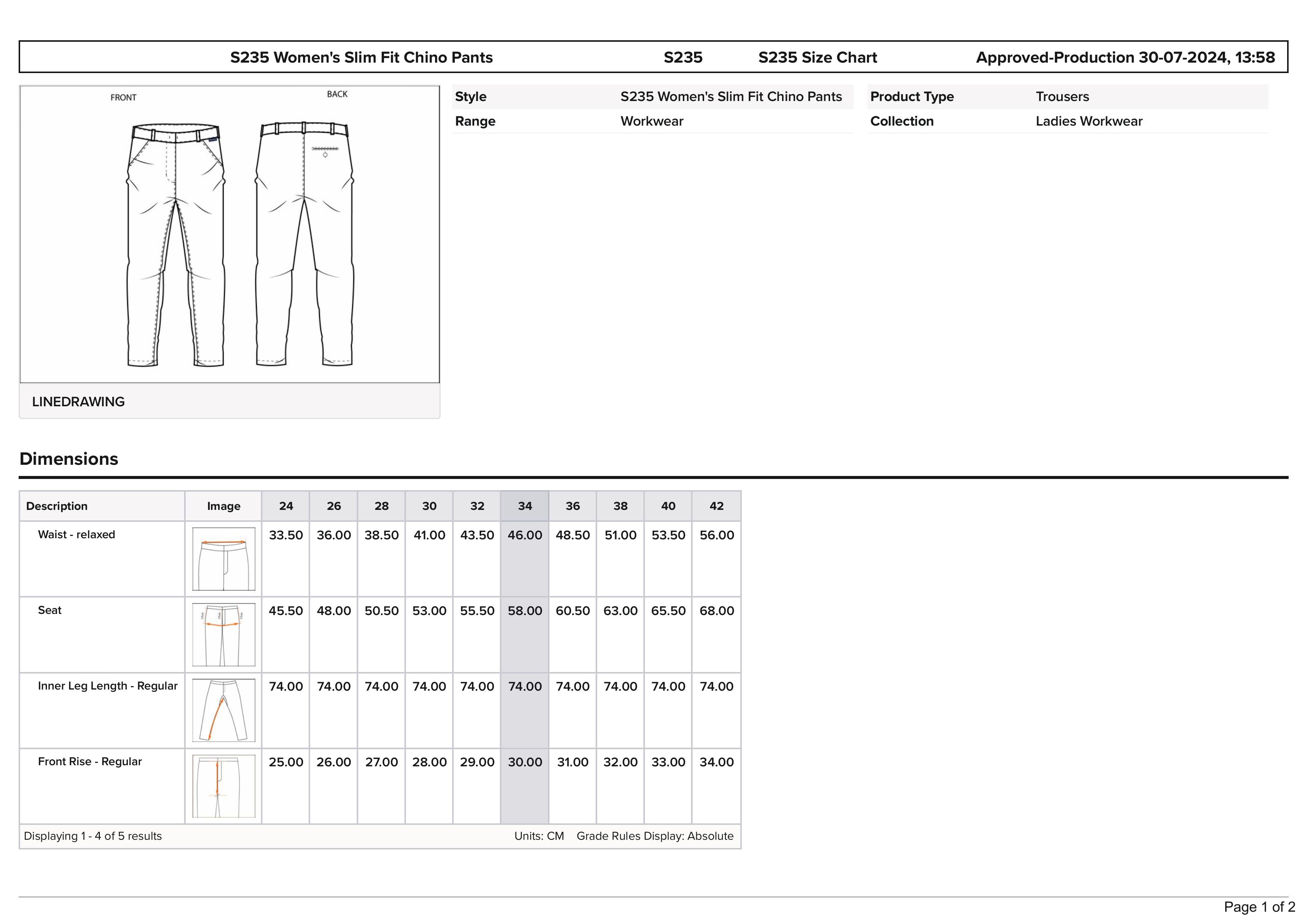 Slim Fit Stretch Chino für Damen S235 - Workschutz.de