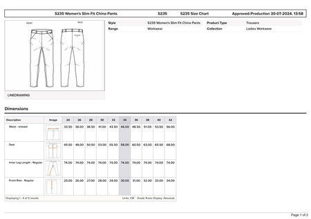 Slim Fit Stretch Chino für Damen S235 - Workschutz.de