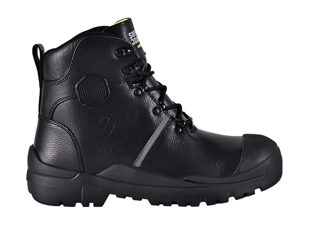 Vollleder-Sicherheitsstiefel mit Knöchelschutz und stollenbesetzter Gummilaufsohle für schwere Arbeitsumgebungen