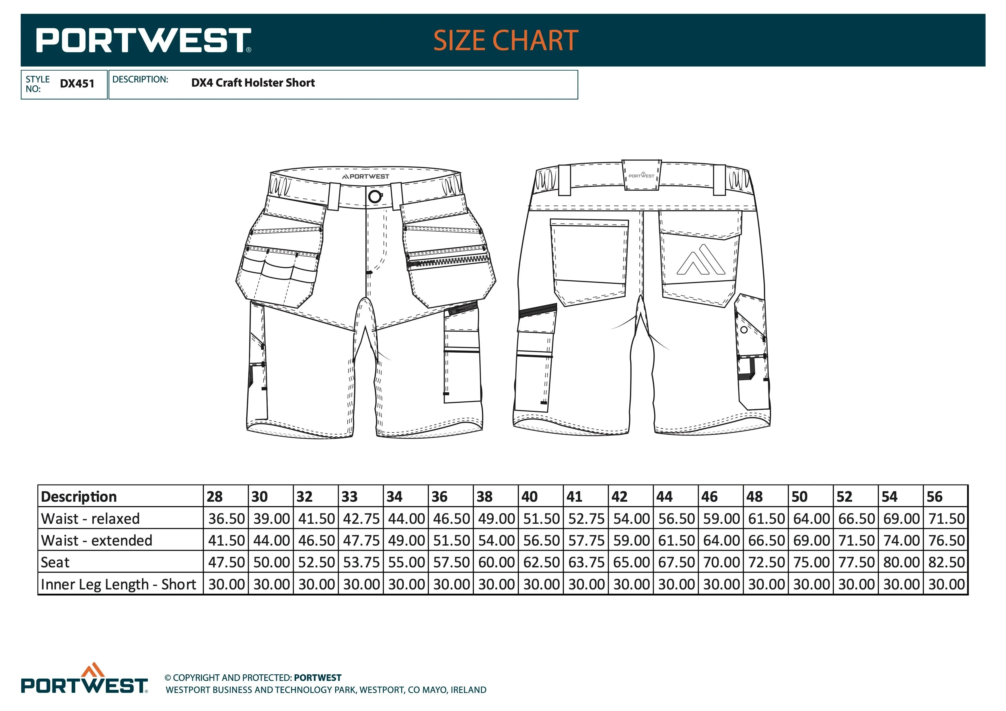 Handwerk Shorts mit Holstertaschen Bermuda Portwest DX451 Workschutz.de