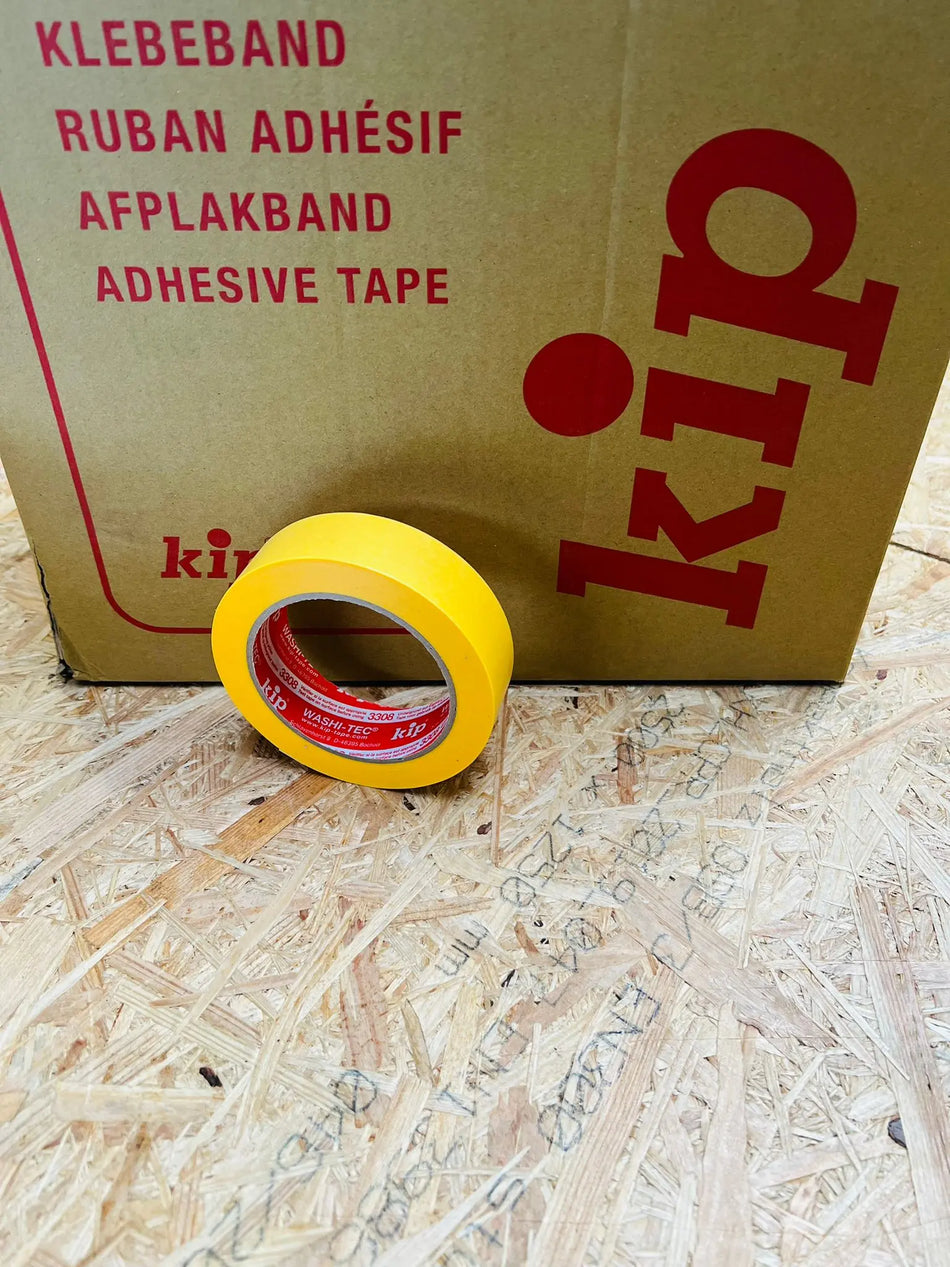 Kip PVC Schutzband Masking Tape Klebeband Quergerillt Malerband Kreppband 3818 gelb 30mm x 33m Workschutz