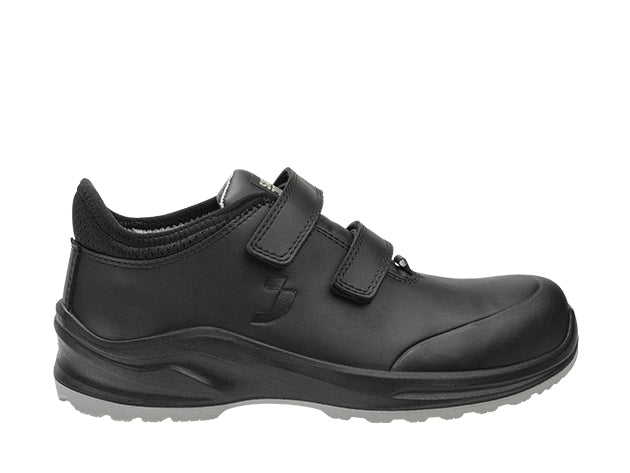 Leicht zu reinigender, metallfreier Klettverschluss-Sicherheitshalbschuh mit durchtrittsicherer Zwischensohle und Tiger Grip Laufsohle.