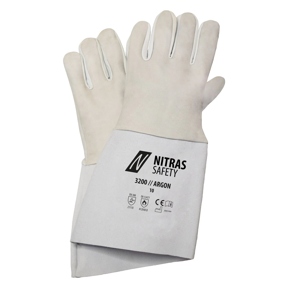handschuhe en 388 NITRAS ARGON, Schweißerhandschuhe, grau / grau, EN 388, EN 12477