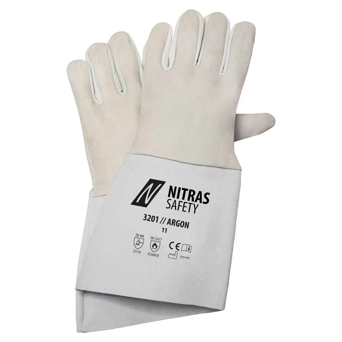 NITRAS ARGON, Schweißerhandschuhe, grau / grau, EN 388, EN 12477 NITRAS