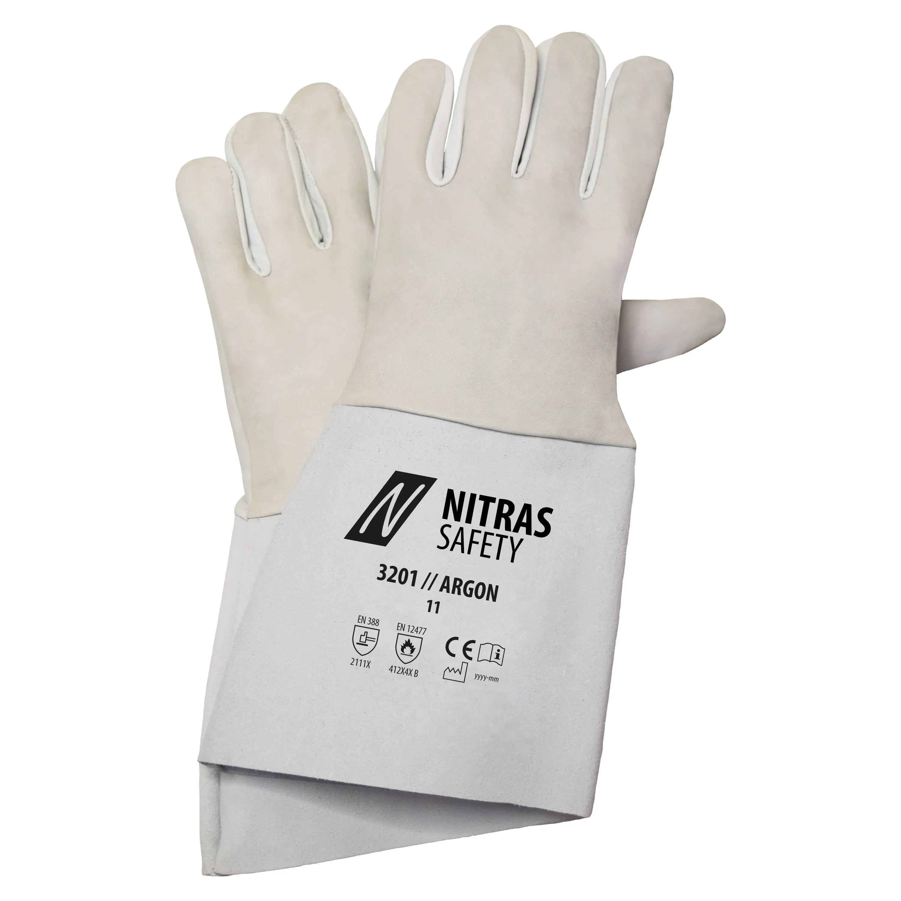 NITRAS ARGON, Schweißerhandschuhe, grau / grau, EN 388, EN 12477 NITRAS