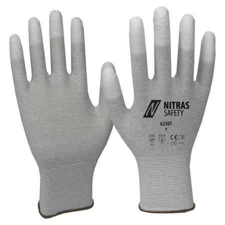 nitras handschuhe NITRAS Antistatikhandschuhe, grau / weiß, EN 388
