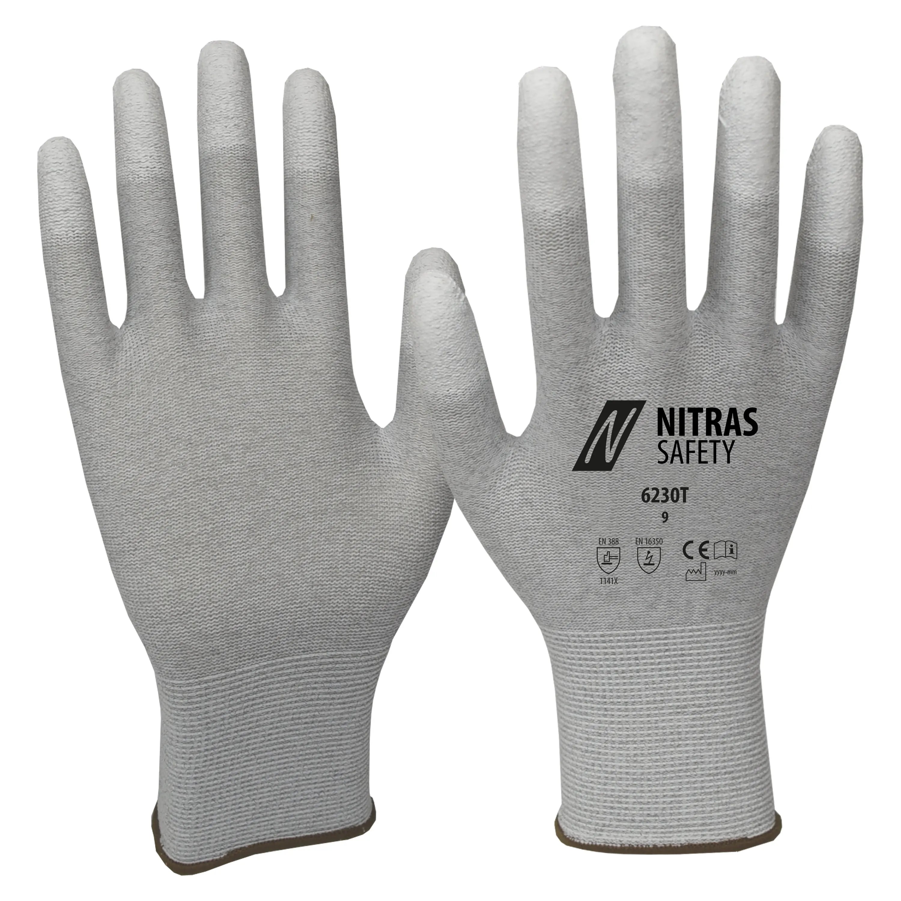 NITRAS Antistatikhandschuhe, grau / weiß, EN 388 NITRAS