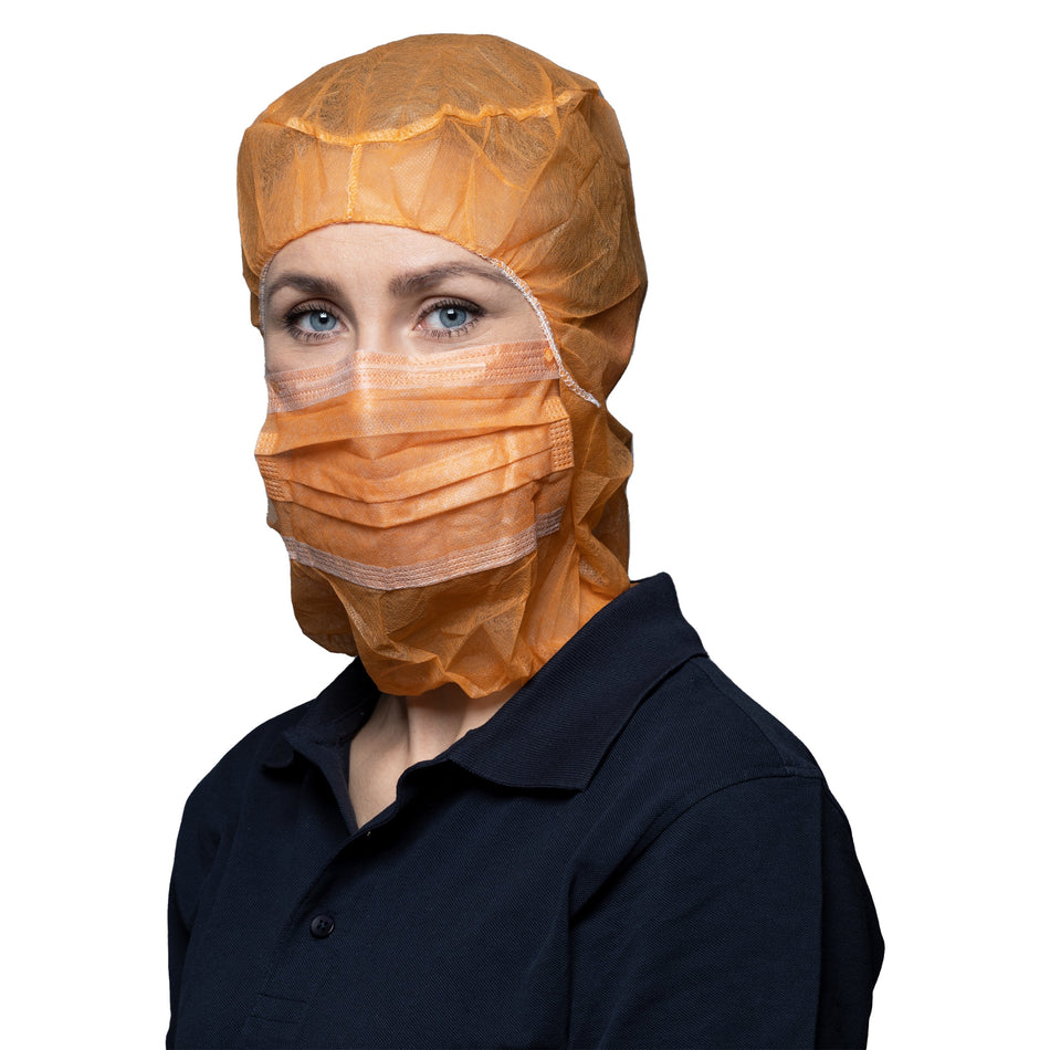 NITRAS Astronautenhaube mit Hygienemaske, orange, im Karton 1000 Stück