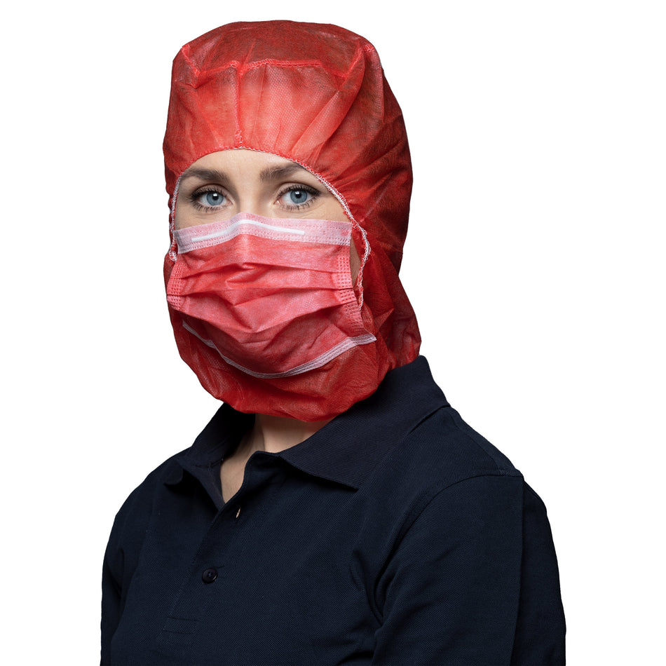 NITRAS Astronautenhaube mit Hygienemaske, rot, im Karton 1000 Stück