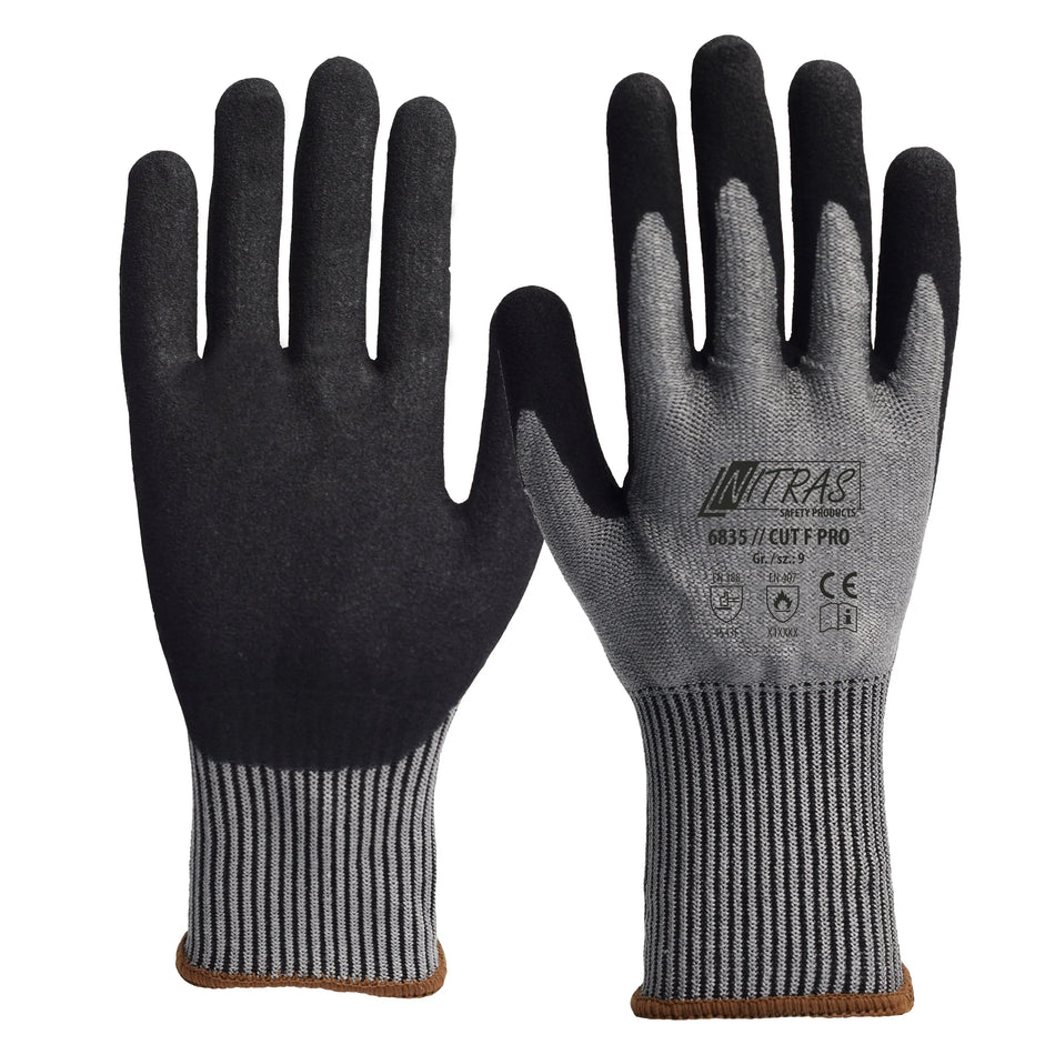 NITRAS CUT F PRO, Schnittschutzhandschuhe, grau / schwarz, EN 388, EN 407, OEKO-TEX NITRAS