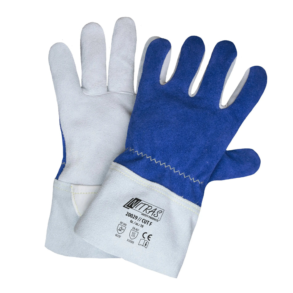 NITRAS CUT F, Schnittschutzhandschuhe, grau / blau, EN388, EN 407 NITRAS