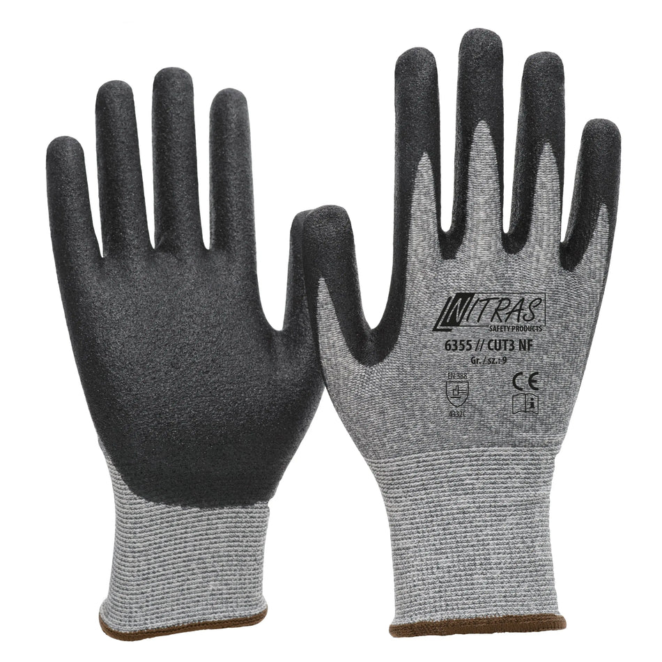 NITRAS CUT3 NF, Schnittschutzhandschuhe, grau / schwarz, EN 388 NITRAS