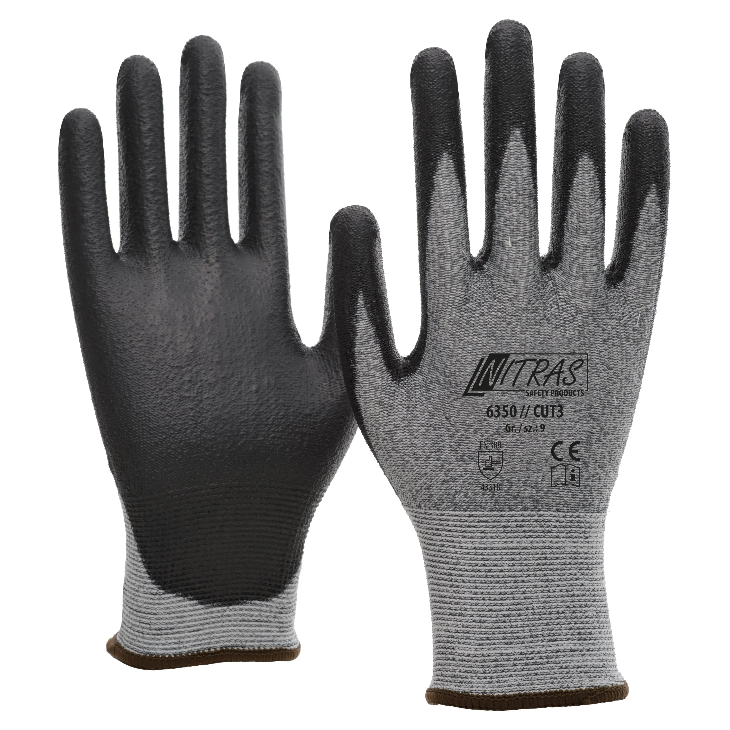 NITRAS CUT3, Schnittschutzhandschuhe, grau / schwarz, EN 388 NITRAS