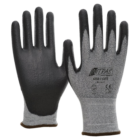 NITRAS CUT3, Schnittschutzhandschuhe, grau / schwarz, EN 388 NITRAS