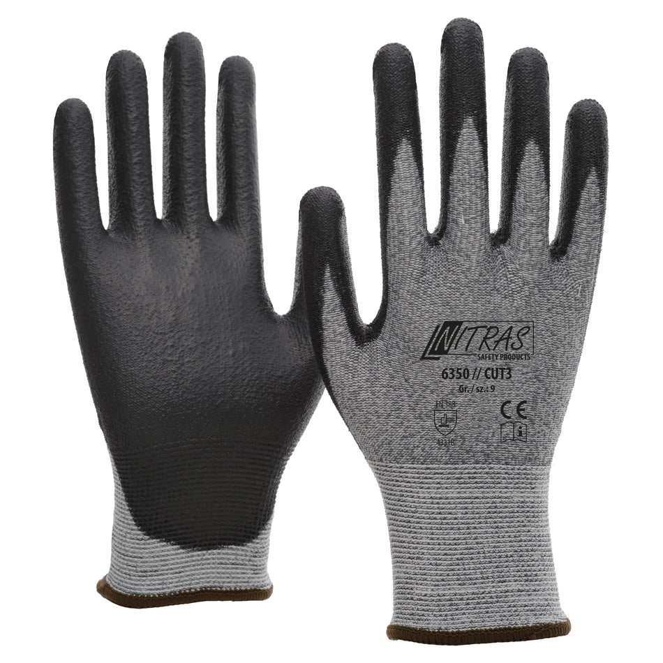 NITRAS CUT3, Schnittschutzhandschuhe, grau / schwarz, EN 388 NITRAS