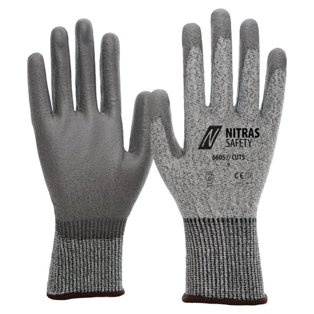 NITRAS CUT5, Schnittschutzhandschuhe, grau / grau, EN 388 NITRAS