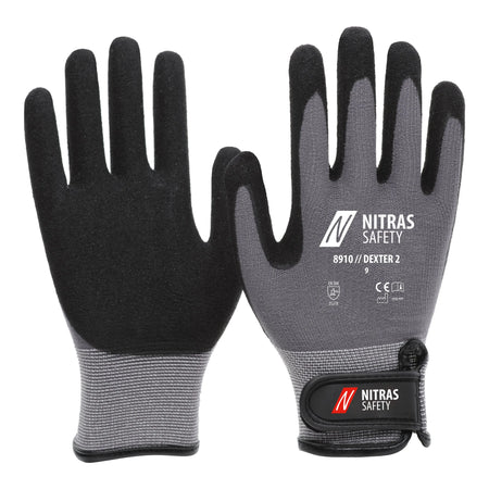 NITRAS DEXTER 2, Mechanikerhandschuhe, grau / schwarz, EN 388 NITRAS
