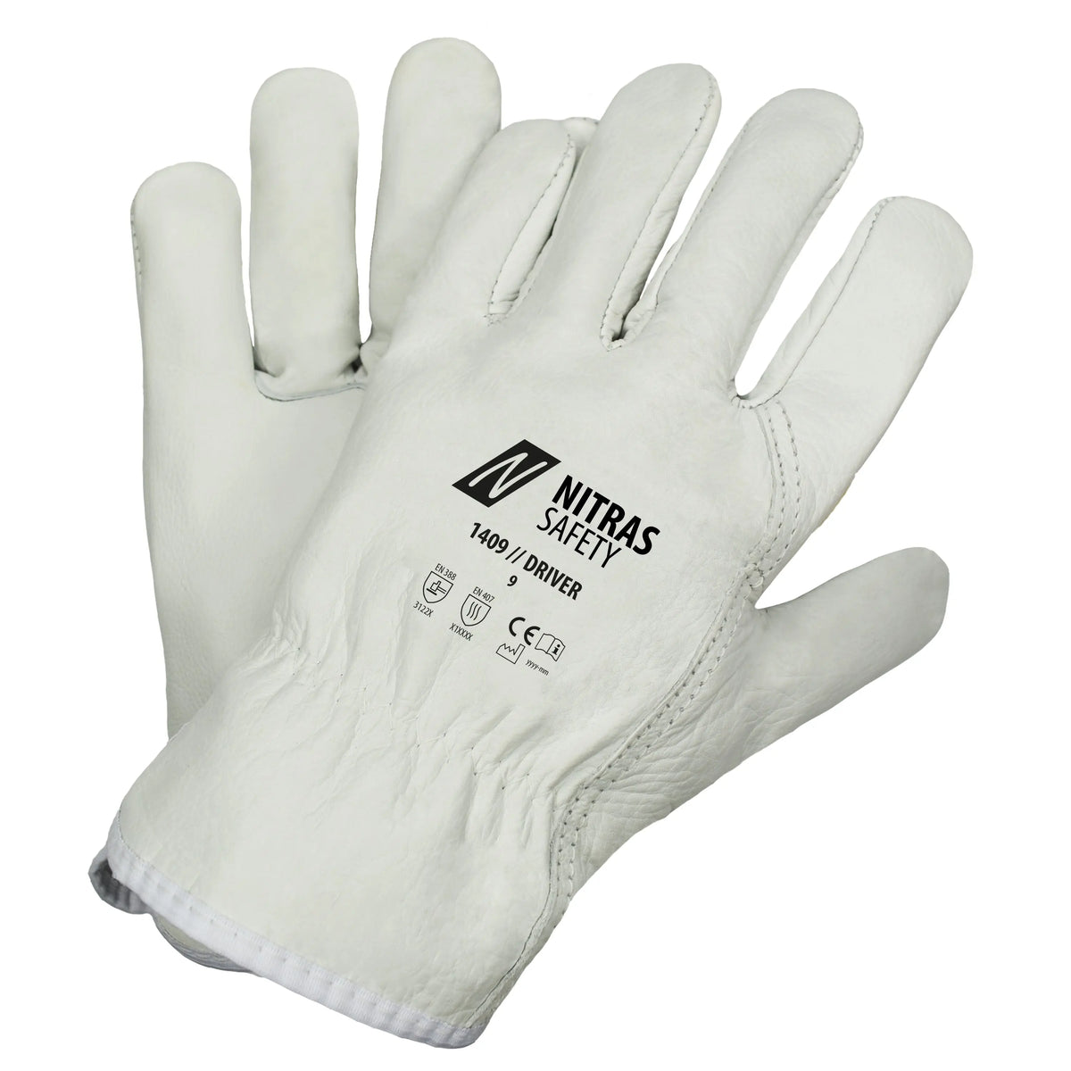 NITRAS DRIVER, Rindvolllederhandschuhe, grau, EN 388, EN 407 NITRAS