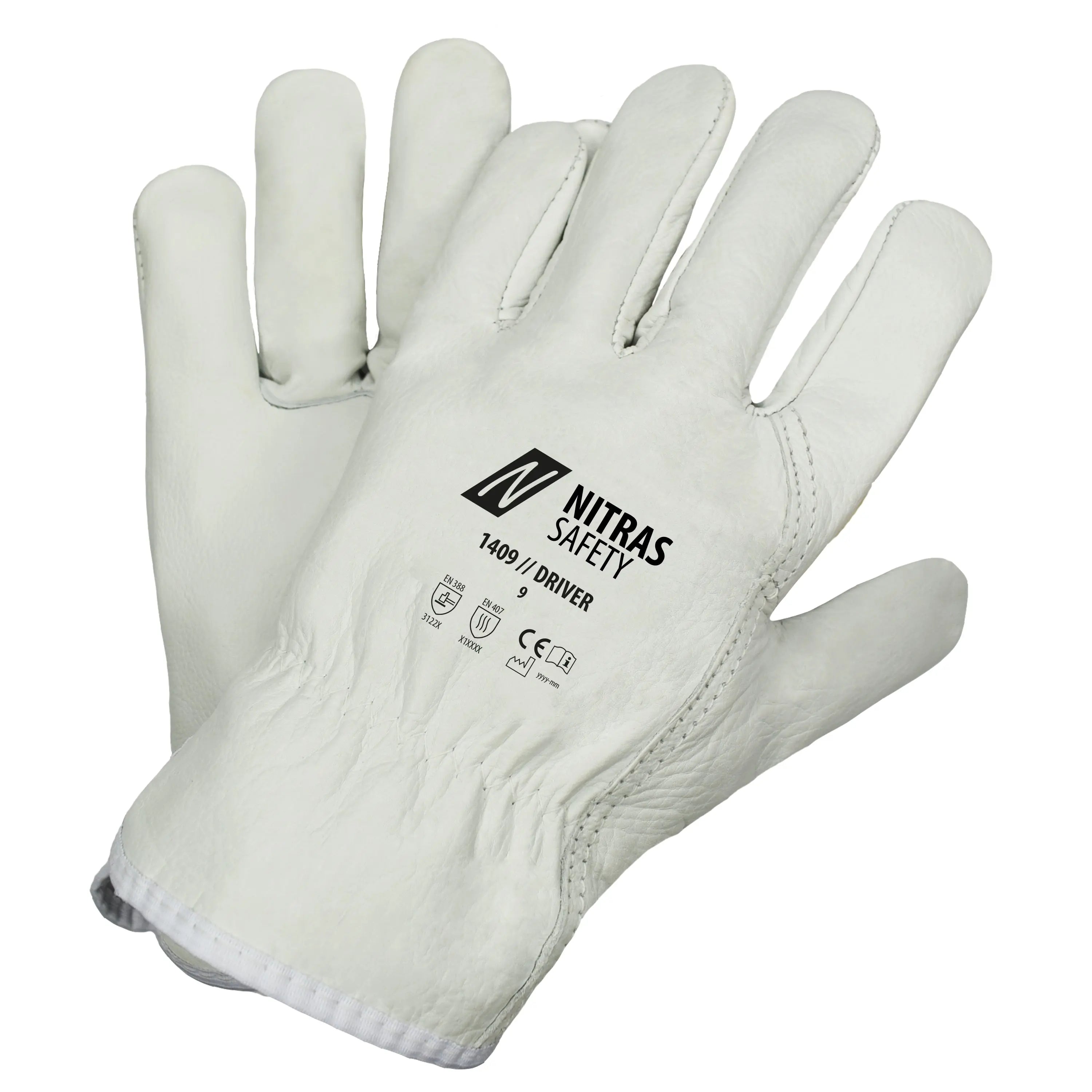 NITRAS DRIVER, Rindvolllederhandschuhe, grau, EN 388, EN 407 NITRAS