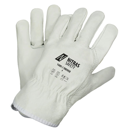 NITRAS DRIVER, Rindvolllederhandschuhe, grau, EN 388, EN 407 NITRAS