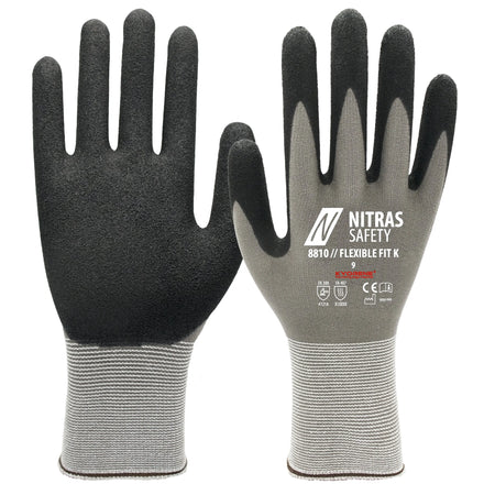 NITRAS FLEXIBLE FIT K, Montagehandschuhe, grau / schwarz, EN 388, EN 407, OEKO-TEX NITRAS
