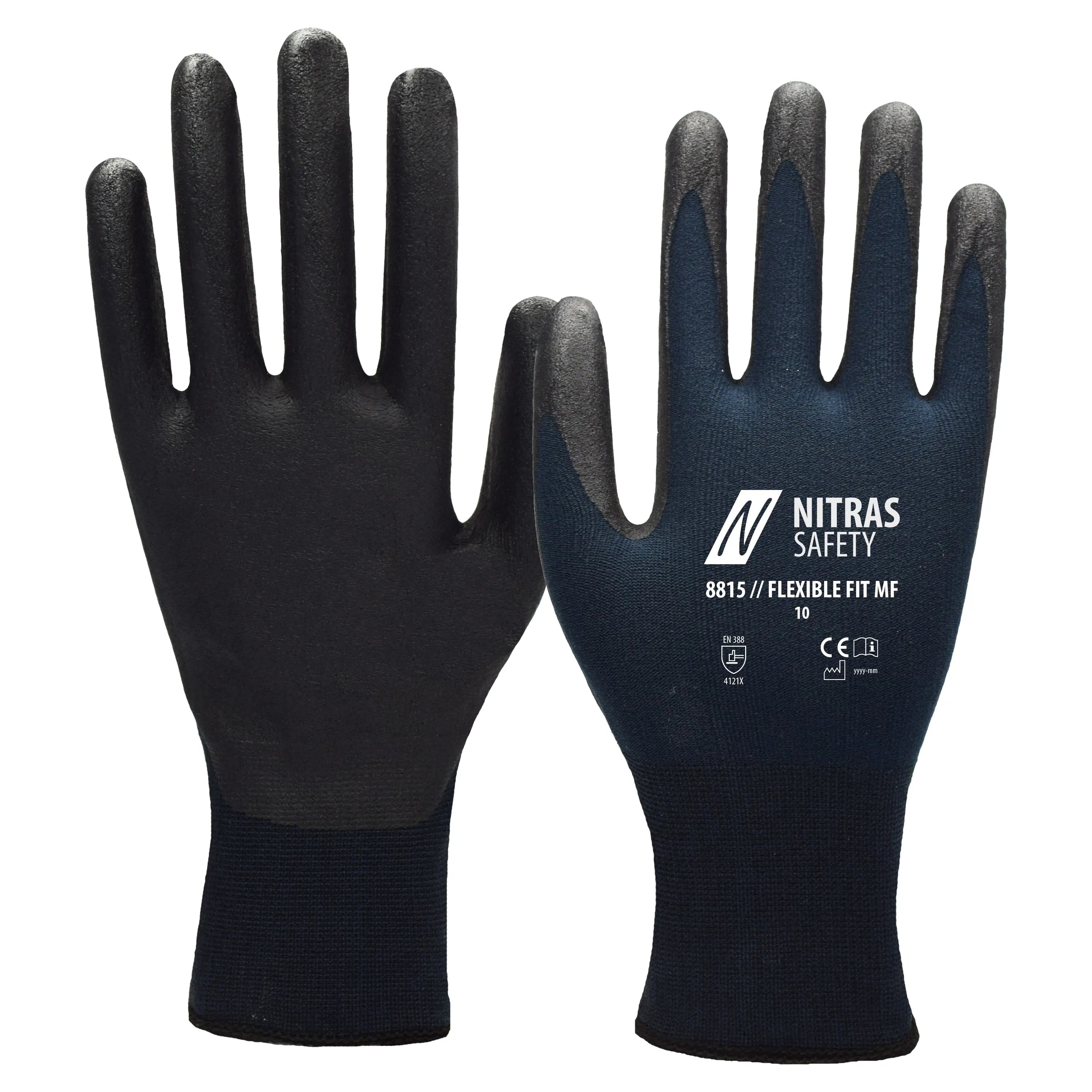 NITRAS FLEXIBLE FIT MF, Montagehandschuhe, dunkelblau / schwarz, EN 388, OEKO-TEX NITRAS
