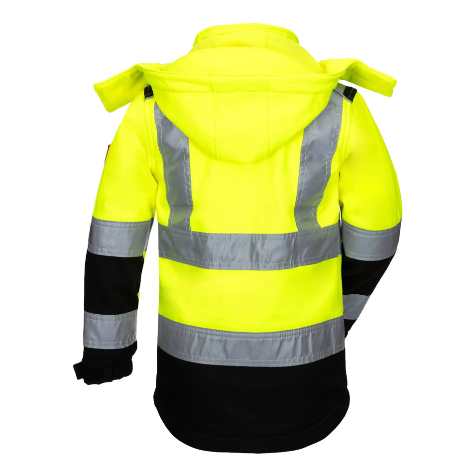 NITRAS MOTION TEX KIDS, Warnschutz-Softshelljacke, neongelb / schwarz, EN ISO 13688, EN 1150 NITRAS