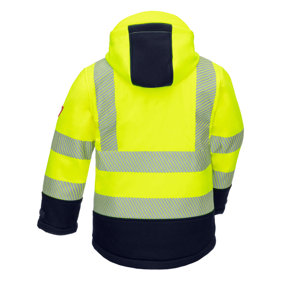 NITRAS MOTION TEX VIZ PLUS KIDS, Winter-Warnschutz-Softshelljacke, neongelb / marine, EN ISO 13688, EN 17353 NITRAS