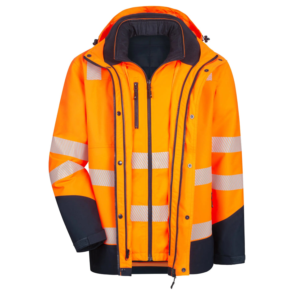 NITRAS MOTION TEX VIZ PLUS, Warn-Multifunktionsjacke, neonorange / marineblau, EN ISO 13688, EN ISO 20471, EN 343, EN 342 NITRAS