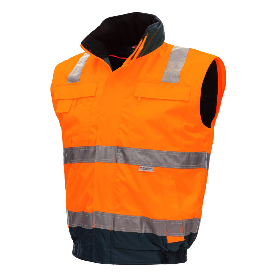NITRAS MOTION TEX VIZ PLUS, Warnschutz-Pilotenjacke, neonorange / marineblau, EN ISO 13688, EN ISO 20471, EN 343 NITRAS